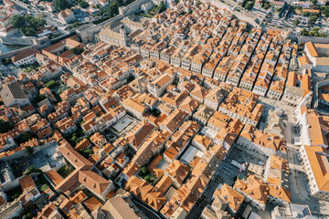 Obraz premium Red roofs of stone houses in the old town. Dubrovnik, Croatia. Top view