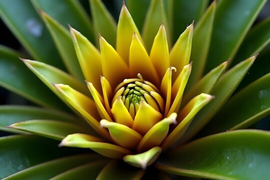 Close-up of a wild tropical bromeliad plant - Powered by Adobe