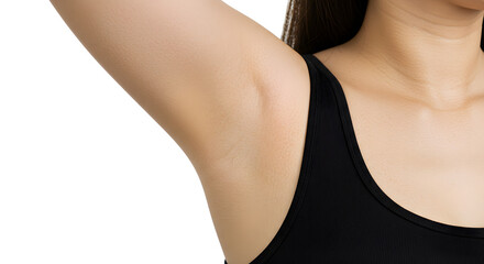 Obraz premium Close Up of a Woman's Armpit with Black Top on White Background in Studio Lighting