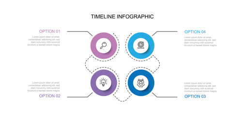 4 step infographic template vector element. Vector diagram information with circle and lines style can be used for workflow, business presentation and web graphic design 