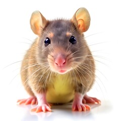 Curious gray rat isolated on white background