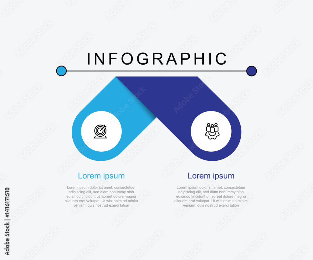 Poster 2 step infographic template vector element. 