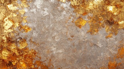 Gold Leaf Texture: Close-up of exquisite gold leaf against a weathered surface, revealing the captivating textures and allure of opulent artistry.