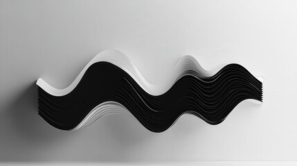 Abstract Wave Sculpture: An elegant monochrome abstract sculpture, with its dynamic flowing curves and interplay of light and shadow creating a captivating visual experience.