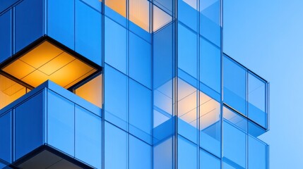 Modern Building Facade With Illuminated Balconies