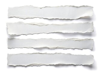 Fototapeta premium White ripped paper torn edges strips isolated on white background