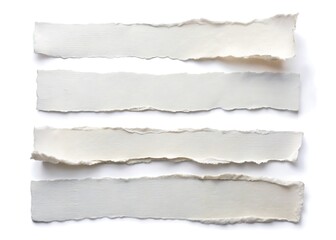White ripped paper torn edges strips isolated on white background