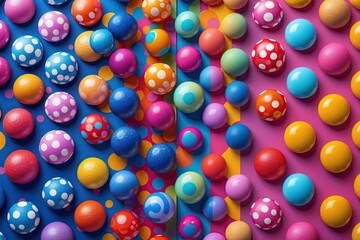 Fototapeta premium Vibrant Polka Dot Backgrounds with Colorful Patterns and Textured Dots