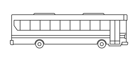 Black single bus line icon, simple detailed transport vehicle flat design illustration graphic drawing element for app ui ux web button, interface pictogram elements isolated on white background