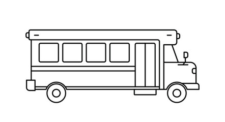 Black single bus thin line icon, simple modern urban transport flat design illustration drawing element for app ui ux web button, interface pictogram elements isolated on white background
