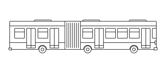 Black single bus thin line icon, simple modern urban transport flat design illustration drawing element for app ui ux web button, interface pictogram elements isolated on white background