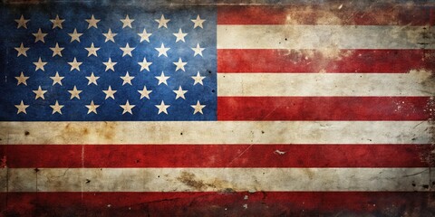 Faded American Flag, Vintage Stars and Stripes, Grunge Patriotic Image, Blurred National Flag Photo