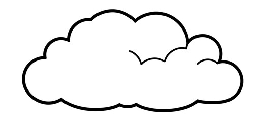 Cloud Outline Illustration_Simple Weather Symbol_Black and White Drawing of a Cloud_Clean Graphic for Design Projects_Weather Forecast Icon_Cloud Shape Image