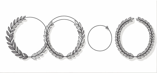 Elegant Laurel Wreath Vector Set_Circular Leaf Frames for Invitations_Wedding Decorations_Botanical Design Elements_Floral Borders and Dividers_Graphic Design Resources