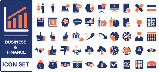 Business and finance editable stroke line icon set with money, bank, check, law, auction, exchance, payment, wallet, deposit, piggy, calculator, web and more isolated outline thin symbol