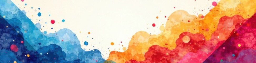 Bright and bold vector colorful watercolor background with geometric shapes and chevrons, vector, modern