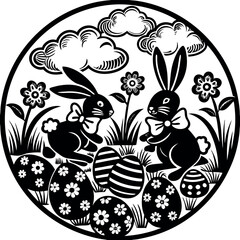 happy easter with cute bunnies (3).eps