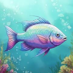 Naklejka premium Artistic Fish Illustration: Expressing the Beauty and Diversity of Fish Through Line and Color 
