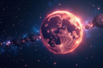 Fototapeta premium Celestial orb with gentle, shimmering illumination, ethereal, illumination