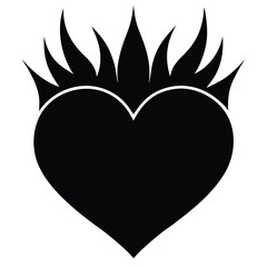 Flaming Heart Silhouette With Sharp Angular Edges