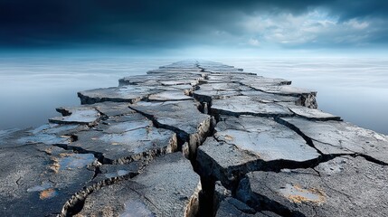 Dramatic view of a large crack in the ground showcasing geological features and earth's natural forces