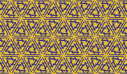 Pattern with curved line. Triangles style. Vector illustration. Orange blue color For you home interior wallpaper, fashion print. Seamless