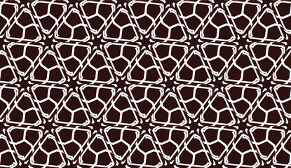 Obraz premium Vector geometric pattern. Triangles curved line. For wallpaper, presentation background, interior design, fashion print. Brown white color. Seamless