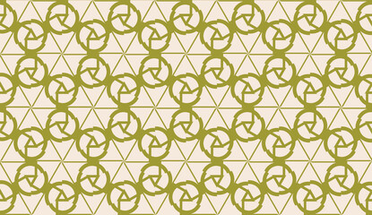 Modern pattern with curved line. Triangles, line, geometric elements. Vector illustration. Design for flyer, wallpaper, presentation, paper. Dirty olive color. Seamless
