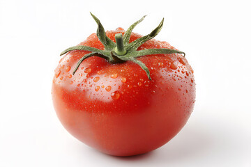 Fresh red tomato isolated on white background symbolizing freshness and nutrition