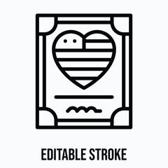 Honor Certificate, Memorial Day Vector Icon. Lineal Style Isolated Vector Icon. 