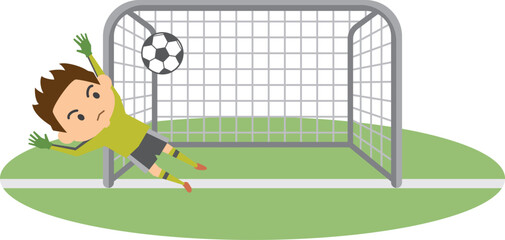 Fototapeta premium サッカーのゴールキーパーのイメージイラスト