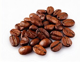 Obraz premium Coffee beans isolated on white, coffee beans isolated on transparent background,