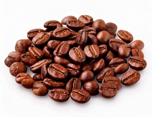 Obraz premium Coffee beans isolated on white, coffee beans isolated on transparent background,