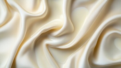 Obraz premium Creamy, ivory silk fabric with soft folds and ripples.