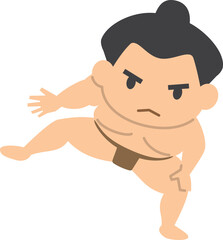 四股踏みをする力士のイメージイラスト