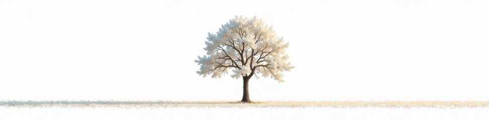 Fototapeta premium Single isolated tree against a white backdrop, solitude, forest