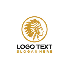 American Indian Chief. Logo or icon. Vector illustration isolated on white background