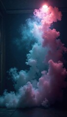 Dark room filled with dense fog and swirling smoke particles, mist, haze, gloom