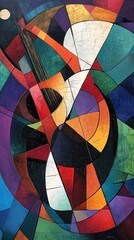 Fototapeta premium Abstract musicality, Vibrant geometric expression of guitar symphony