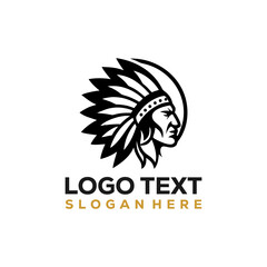 American Indian Chief. Logo or icon. Vector illustration isolated on white background