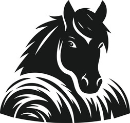 Fototapeta premium Vector peeking face horse animal silhouette
