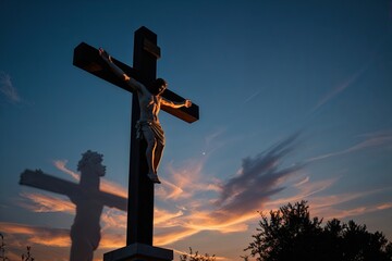 Sacred Symbolism of the Cross in Twilight Reflecting Faith and Belief