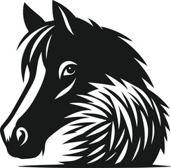 Vector peeking face horse animal silhouette