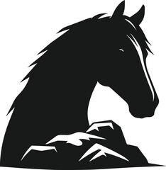 Fototapeta premium Vector peeking face horse animal silhouette