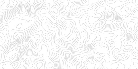Geography landscape Topo contour map on white background, Topographic contour lines. Seamless pattern with lines Topographic map. Geographic mountain relief diagram line wave carve pattern. 