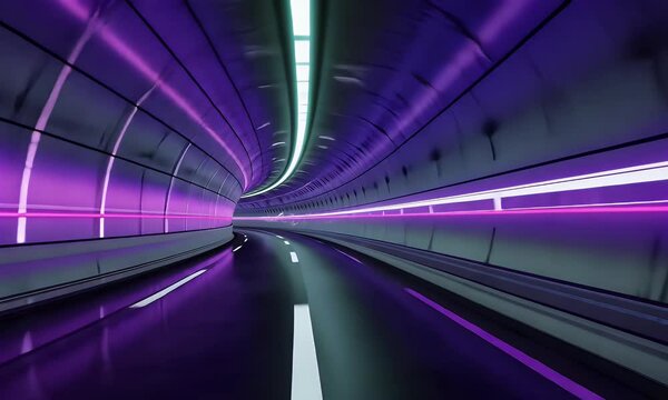 video showing cyber tunnel of glowing neon highways that glitch and stutter as though corrupted by digital noise