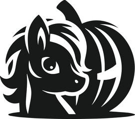 Vector peeking face horse animal silhouette