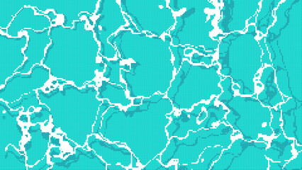 8bitレトロゲーム風　夏らしい水面のイラスト背景