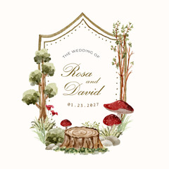 woodland enchanted forest watercolor vintage frame
