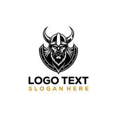 face viking vintage style logo vector template illustration design, helmet viking icon concept